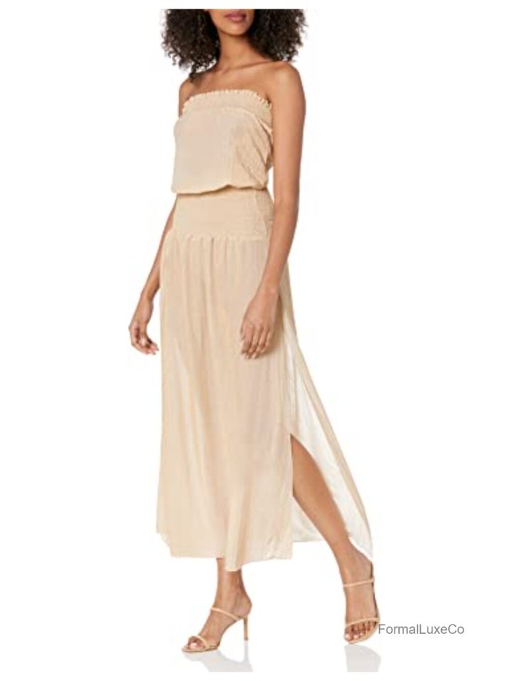 Pleated Knit Santana Maxi Dress Breathable Sleeveless Relaxed Fit Off Shoulder